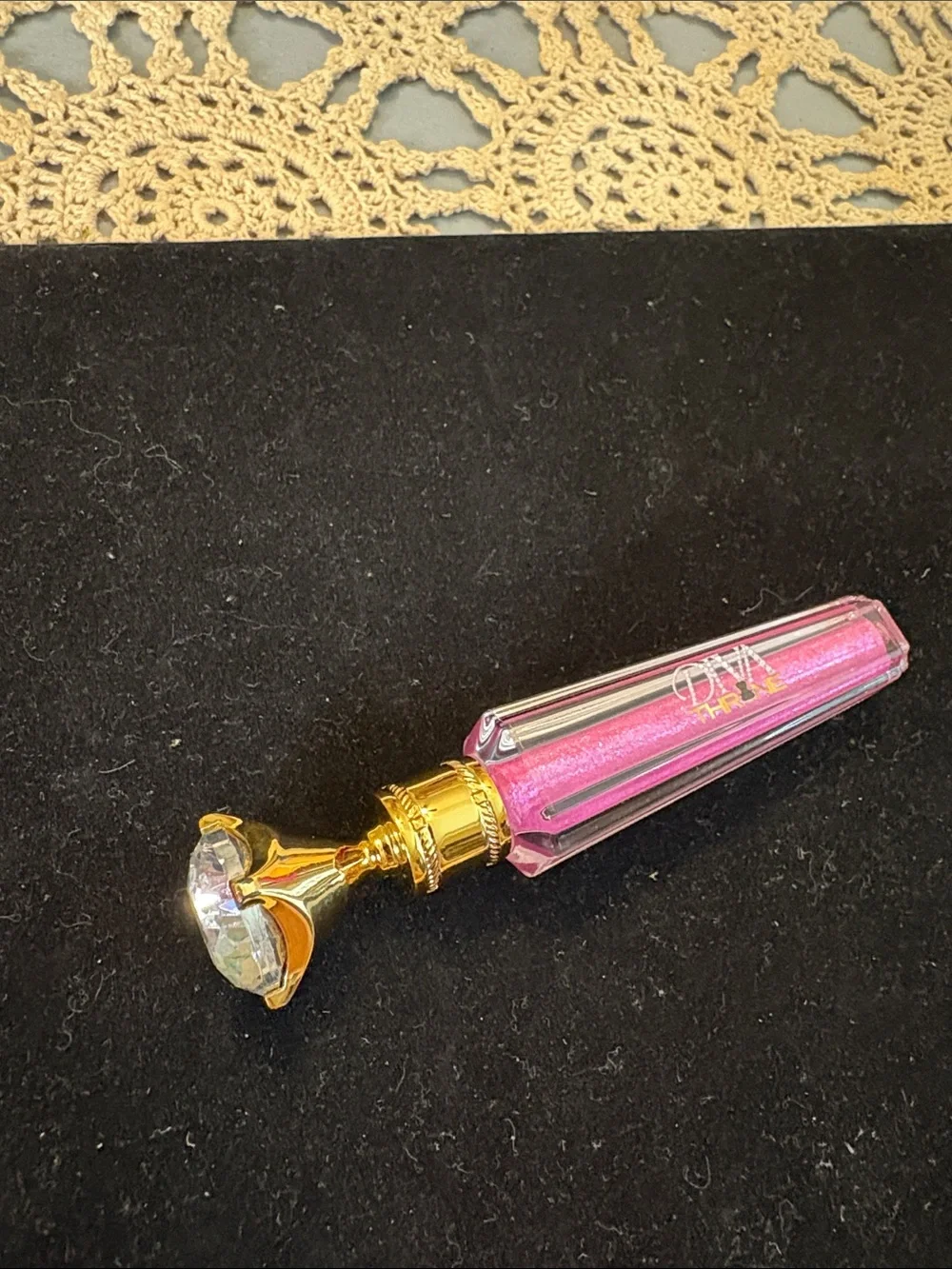 Sparkling Pink Lip Gloss Wand with Gem Accent
